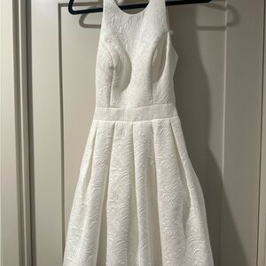 Sherri Hill White Textured Midi Dress